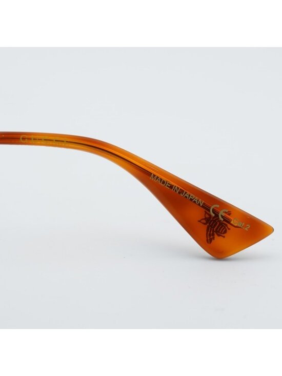 Gucci GG0113S 001 Sunglasses Black Gold Round Frame, Grey Gradient Lenses main image 7